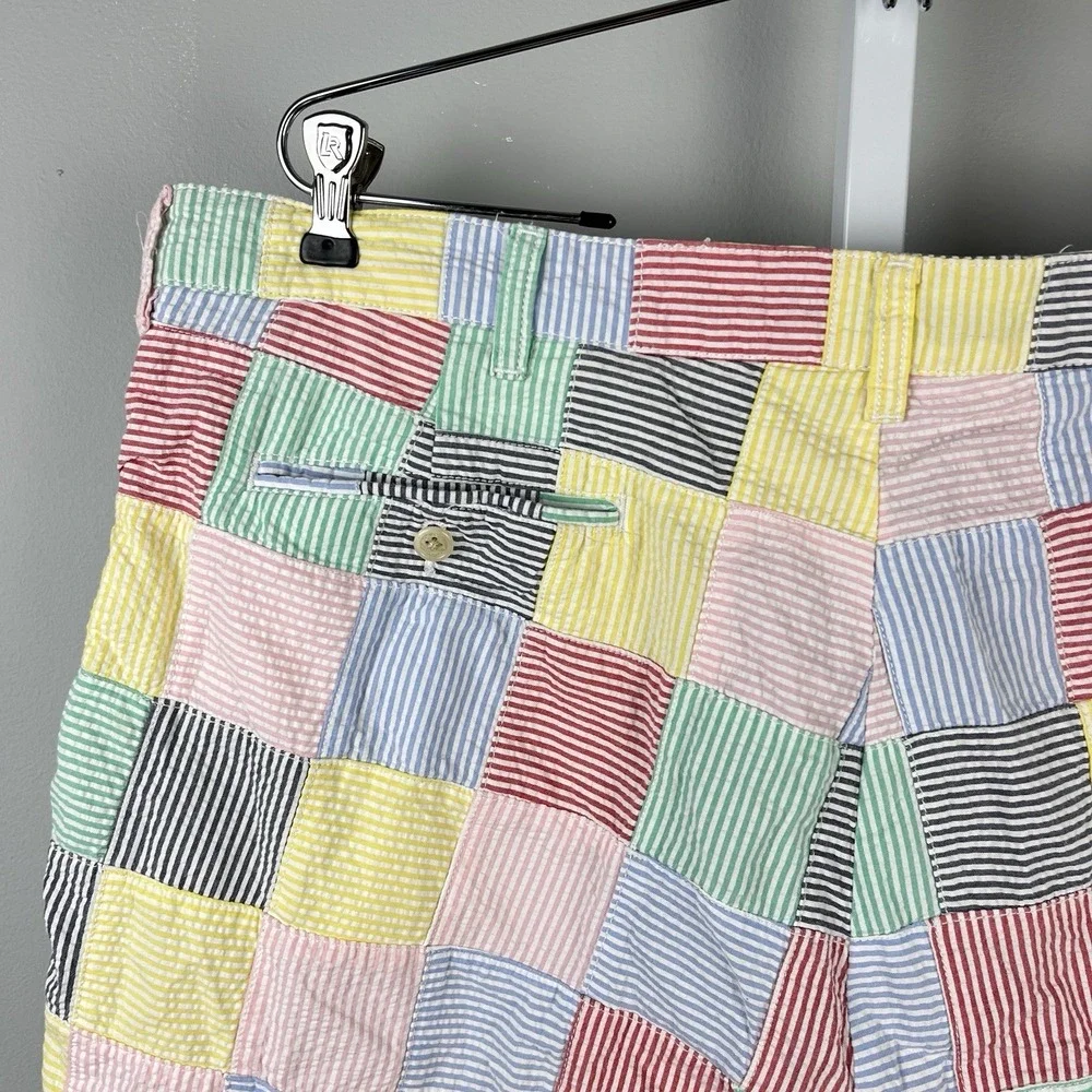 Polo Ralph Lauren Prospect Shorts Mens 38 Seersucker Patchwork Preppy Coastal